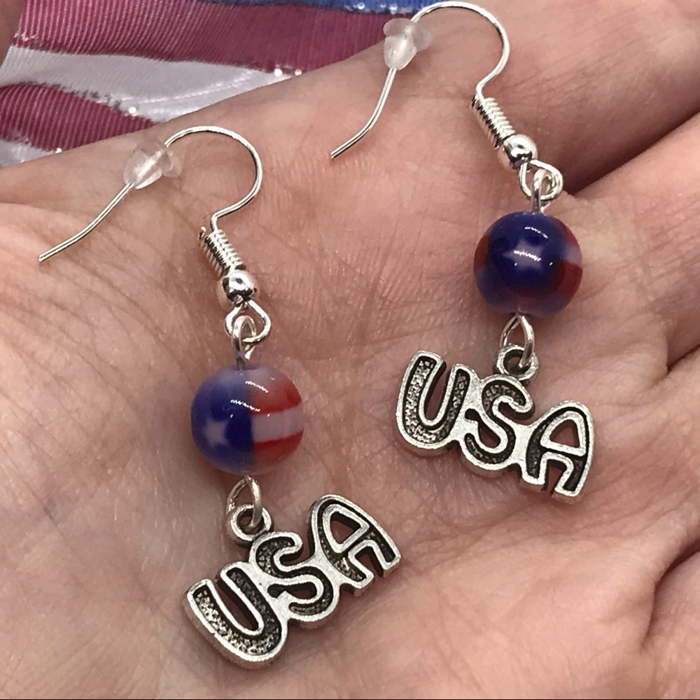 USA Earrings Patriotic 4th of July American Flag